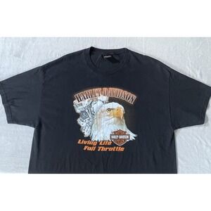 Harley-Davidson Mens 2XL T-Shirt Black Eagle Living Life Full Throttle Graphic